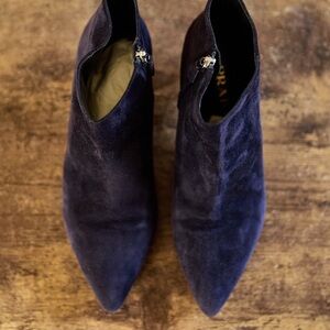 Prada Dark Blue Suede Ankle Booties